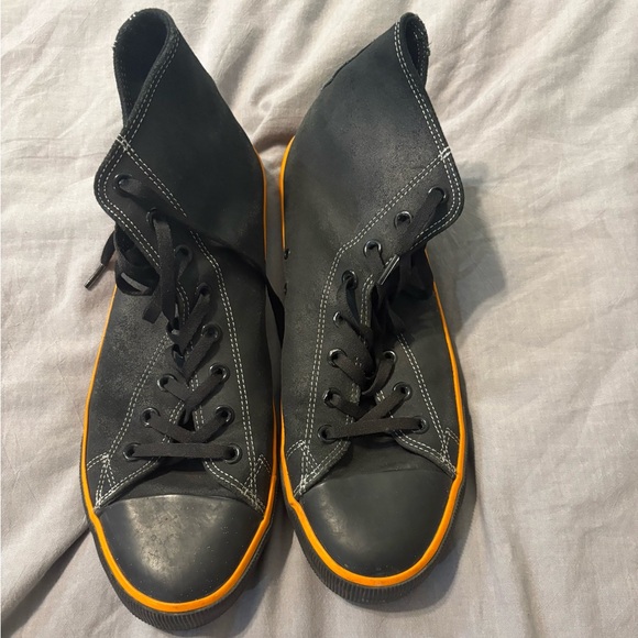 Harley-Davidson Chuck Taylor Style Black Sneakers with Orange Accents - Picture 1 of 4